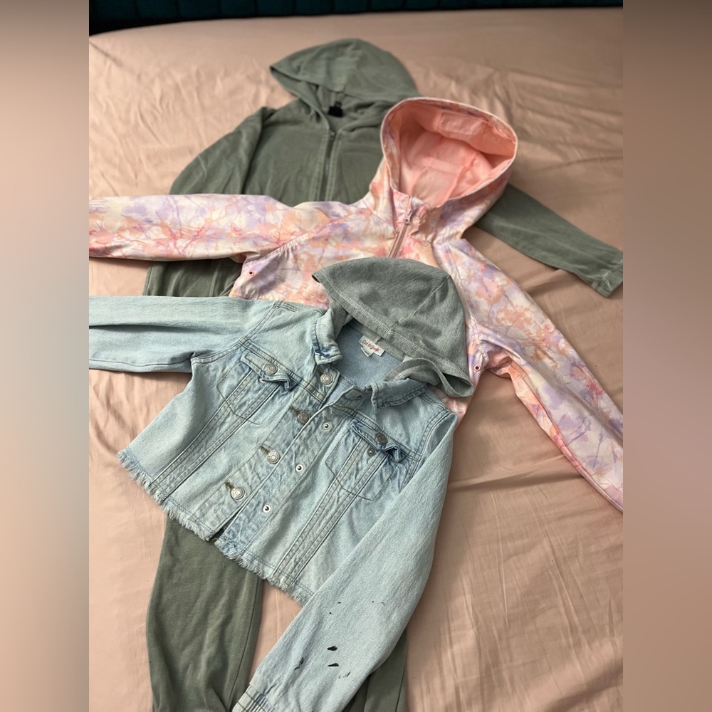 Target bundle jumpsuit, denim jacket and rain jacket